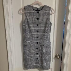 Ann Taylor Black and White Checkered Midi Dress